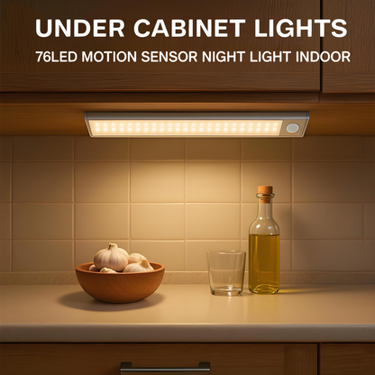 DARKFAIRY Under Cabinet Lights,76LED Motion Sensor Night Light Indoor