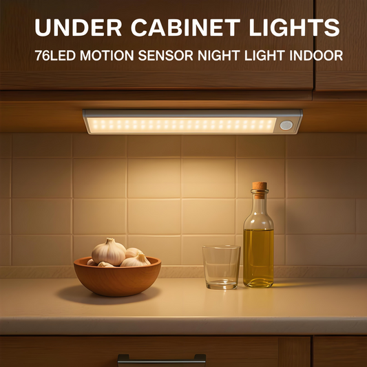 DARKFAIRY Under Cabinet Lights,76LED Motion Sensor Night Light Indoor