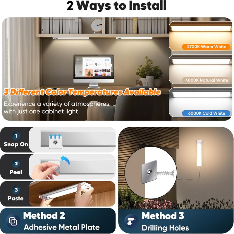 DARKFAIRY Under Cabinet Lights,76LED Motion Sensor Night Light Indoor